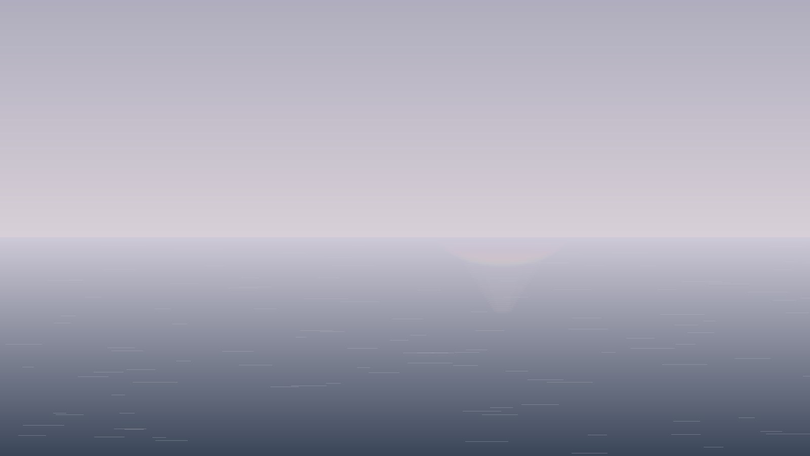 Still water at dusk under a soft, muted sky, calm and quiet, a single gentle band of light on the surface.